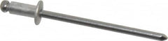 Marson - Button Head Aluminum Open End Blind Rivet - Steel Mandrel, 1/32" to 1/8" Grip, 1/4" Head Diam, 0.129" to 0.133" Hole Diam, 0.275" Length Under Head, 1/8" Body Diam - Exact Tooling