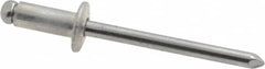 Marson - Button Head Aluminum Open End Blind Rivet - Steel Mandrel, 3/16" to 1/4" Grip, 3/8" Head Diam, 0.192" to 0.196" Hole Diam, 0.45" Length Under Head, 3/16" Body Diam - Exact Tooling