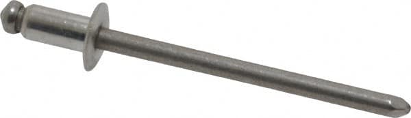 Marson - Button Head Stainless Steel Open End Blind Rivet - Stainless Steel Mandrel, 1/32" to 1/8" Grip, 1/4" Head Diam, 0.129" to 0.133" Hole Diam, 0.275" Length Under Head, 1/8" Body Diam - Exact Tooling