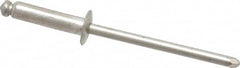 Marson - Button Head Stainless Steel Open End Blind Rivet - Stainless Steel Mandrel, 5/16" to 3/8" Grip, 1/4" Head Diam, 0.129" to 0.133" Hole Diam, 0.525" Length Under Head, 1/8" Body Diam - Exact Tooling
