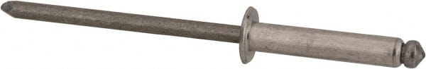 Marson - Button Head Stainless Steel Open End Blind Rivet - Stainless Steel Mandrel, 0.376" to 1/2" Grip, 1/4" Head Diam, 0.129" to 0.133" Hole Diam, 0.65" Length Under Head, 1/8" Body Diam - Exact Tooling