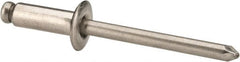 Marson - Button Head Stainless Steel Open End Blind Rivet - Stainless Steel Mandrel, 5/16" to 3/8" Grip, 3/8" Head Diam, 0.192" to 0.196" Hole Diam, 0.575" Length Under Head, 3/16" Body Diam - Exact Tooling