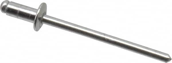 Marson - Button Head Aluminum Open End Blind Rivet - Aluminum Mandrel, 1/32" to 1/8" Grip, 1/4" Head Diam, 0.129" to 0.133" Hole Diam, 0.275" Length Under Head, 1/8" Body Diam - Exact Tooling