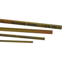 12 mm Square Metric Keystock, Gold Dichromate Finish, 12″ Length - Exact Tooling