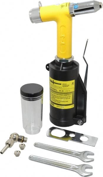 Marson - Up to 3/16" Capacity, Lever Air Riveter - 0.551" Long Stroke, 1/4" Inlet, V-3 - Exact Tooling