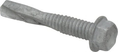 Buildex - #12, Hex Washer Head, Hex Drive, 1-1/4" Length Under Head, #5 Point, Self Drilling Screw - Steel - Exact Tooling