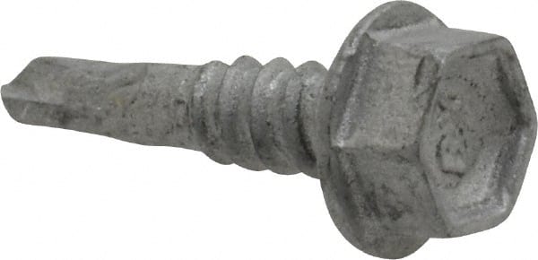 Buildex - #10, Hex Washer Head, Hex Drive, 3/4" Length Under Head, #1 Point, Self Drilling Screw - Steel - Exact Tooling