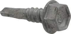 Buildex - #10, Hex Washer Head, Hex Drive, 3/4" Length Under Head, #1 Point, Self Drilling Screw - Steel - Exact Tooling