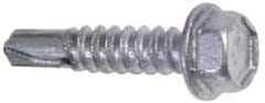 Buildex - #12, Hex Washer Head, Hex Drive, 4" Length Under Head, #3 Point, Self Drilling Screw - Steel - Exact Tooling