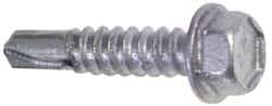 Buildex - 1/4", Hex Washer Head, Hex Drive, 1-1/4" Length Under Head, #3 Point, Self Drilling Screw - Steel - Exact Tooling