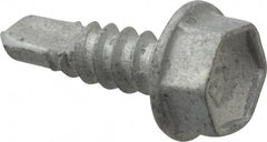 Buildex - #10, Hex Washer Head, Hex Drive, 5/8" Length Under Head, #3 Point, Self Drilling Screw - Steel - Exact Tooling