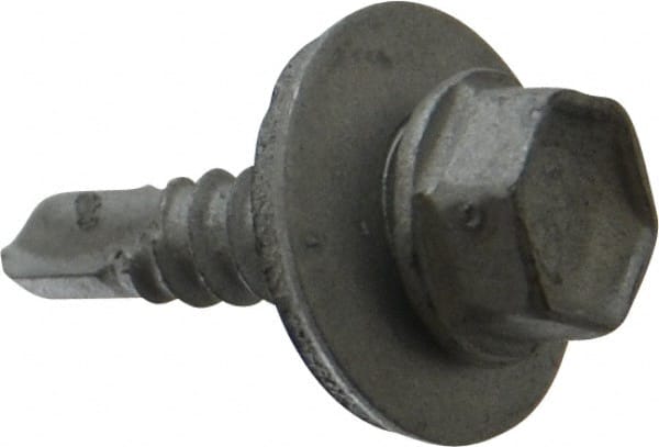 Buildex - #10, Hex Washer Head, Hex Drive, 3/4" Length Under Head, #3 Point, Self Drilling Screw - Steel - Exact Tooling