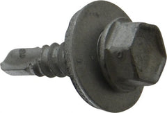 Buildex - #10, Hex Washer Head, Hex Drive, 3/4" Length Under Head, #3 Point, Self Drilling Screw - Steel - Exact Tooling
