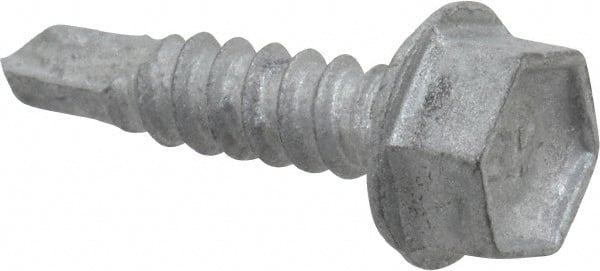 Buildex - #10, Hex Washer Head, Hex Drive, 3/4" Length Under Head, #3 Point, Self Drilling Screw - Steel - Exact Tooling