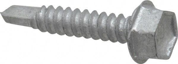 Buildex - #10, Hex Washer Head, Hex Drive, 1" Length Under Head, #3 Point, Self Drilling Screw - Steel - Exact Tooling