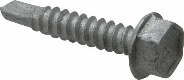Buildex - #10, Hex Washer Head, Hex Drive, 1" Length Under Head, #3 Point, Self Drilling Screw - Steel - Exact Tooling