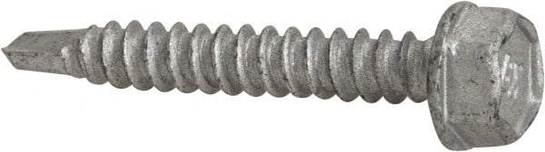 Buildex - #10, Hex Washer Head, Hex Drive, 1-1/4" Length Under Head, #3 Point, Self Drilling Screw - Steel - Exact Tooling