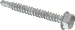 Buildex - #10, Hex Washer Head, Hex Drive, 1-1/2" Length Under Head, #3 Point, Self Drilling Screw - Steel - Exact Tooling