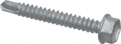 Buildex - #10, Hex Washer Head, Hex Drive, 1-1/2" Length Under Head, #3 Point, Self Drilling Screw - Steel - Exact Tooling