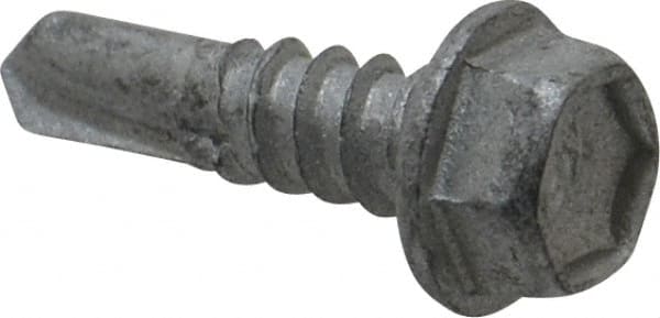 Buildex - #12, Hex Washer Head, Hex Drive, 3/4" Length Under Head, #3 Point, Self Drilling Screw - Steel - Exact Tooling