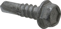 Buildex - #12, Hex Washer Head, Hex Drive, 3/4" Length Under Head, #3 Point, Self Drilling Screw - Steel - Exact Tooling