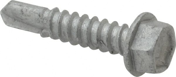 Buildex - #12, Hex Washer Head, Hex Drive, 1" Length Under Head, #3 Point, Self Drilling Screw - Steel - Exact Tooling