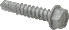 Buildex - #12, Hex Washer Head, Hex Drive, 1" Length Under Head, #3 Point, Self Drilling Screw - Steel - Exact Tooling