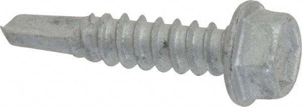 Buildex - #12, Hex Washer Head, Hex Drive, 1" Length Under Head, #3 Point, Self Drilling Screw - Steel - Exact Tooling