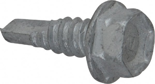 Buildex - 1/4", Hex Washer Head, Hex Drive, 3/4" Length Under Head, #3 Point, Self Drilling Screw - Steel - Exact Tooling
