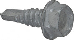Buildex - 1/4", Hex Washer Head, Hex Drive, 3/4" Length Under Head, #3 Point, Self Drilling Screw - Steel - Exact Tooling