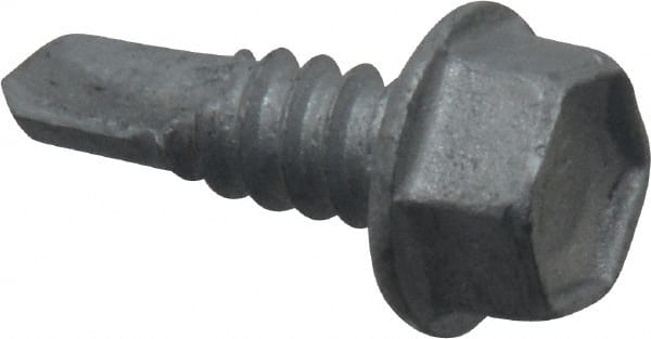 Buildex - 1/4", Hex Washer Head, Hex Drive, 3/4" Length Under Head, #3 Point, Self Drilling Screw - Steel - Exact Tooling