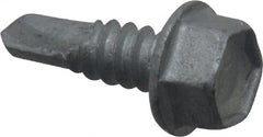Buildex - 1/4", Hex Washer Head, Hex Drive, 3/4" Length Under Head, #3 Point, Self Drilling Screw - Steel - Exact Tooling