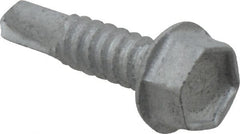 Buildex - 1/4", Hex Washer Head, Hex Drive, 1" Length Under Head, #3 Point, Self Drilling Screw - Steel - Exact Tooling