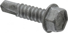 Buildex - 1/4", Hex Washer Head, Hex Drive, 1" Length Under Head, #3 Point, Self Drilling Screw - Steel - Exact Tooling