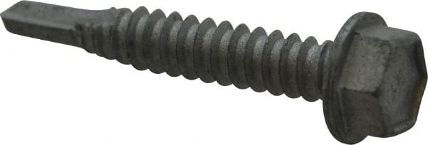Buildex - 1/4", Hex Washer Head, Hex Drive, 1-1/2" Length Under Head, #3 Point, Self Drilling Screw - Steel - Exact Tooling