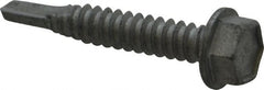 Buildex - 1/4", Hex Washer Head, Hex Drive, 1-1/2" Length Under Head, #3 Point, Self Drilling Screw - Steel - Exact Tooling