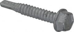 Buildex - 1/4", Hex Washer Head, Hex Drive, 1-1/2" Length Under Head, #3 Point, Self Drilling Screw - Steel - Exact Tooling