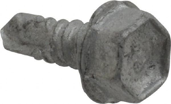 Buildex - #10, Hex Washer Head, Hex Drive, 1/2" Length Under Head, #3 Point, Self Drilling Screw - Steel - Exact Tooling