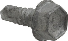 Buildex - #10, Hex Washer Head, Hex Drive, 1/2" Length Under Head, #3 Point, Self Drilling Screw - Steel - Exact Tooling
