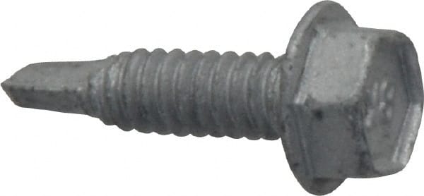 Buildex - #10, Hex Washer Head, Hex Drive, 3/4" Length Under Head, #3 Point, Self Drilling Screw - Steel - Exact Tooling