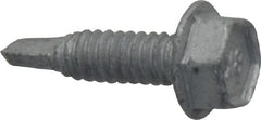 Buildex - #10, Hex Washer Head, Hex Drive, 3/4" Length Under Head, #3 Point, Self Drilling Screw - Steel - Exact Tooling