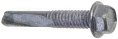 Buildex - #12, Hex Washer Head, Hex Drive, 1-1/4" Length Under Head, #5 Point, Self Drilling Screw - Steel - Exact Tooling