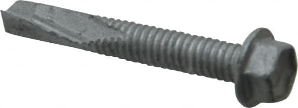 Buildex - #12, Hex Washer Head, Hex Drive, 1-1/2" Length Under Head, #5 Point, Self Drilling Screw - Steel - Exact Tooling