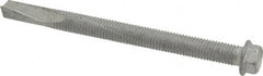 Buildex - 1/4", Hex Washer Head, Hex Drive, 3" Length Under Head, #5 Point, Self Drilling Screw - Steel - Exact Tooling