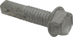 Buildex - #12, Hex Washer Head, Hex Drive, 7/8" Length Under Head, #4 Point, Self Drilling Screw - Steel - Exact Tooling