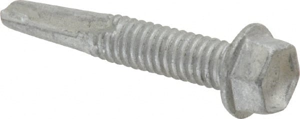 Buildex - #12, Hex Washer Head, Hex Drive, 1-1/4" Length Under Head, #4.5 Point, Self Drilling Screw - Steel - Exact Tooling