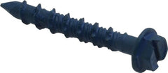 Made in USA - 3/16" Diam, 1-1/4" Length Under Head, Hex Drive, Concrete Screw & Masonry Fastener - Steel, Blue Climaseal Finish, Includes Drill Bit - Exact Tooling