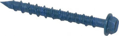 Made in USA - 3/16" Diam, 1-3/4" Length Under Head, Hex Drive, Concrete Screw & Masonry Fastener - Steel, Blue Climaseal Finish, Includes Drill Bit - Exact Tooling