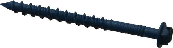 Made in USA - 3/16" Diam, 2-1/4" Length Under Head, Hex Drive, Concrete Screw & Masonry Fastener - Steel, Blue Climaseal Finish, Includes Drill Bit - Exact Tooling