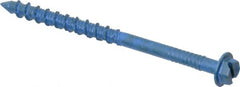 Made in USA - 3/16" Diam, 2-3/4" Length Under Head, Hex Drive, Concrete Screw & Masonry Fastener - Steel, Blue Climaseal Finish, Includes Drill Bit - Exact Tooling